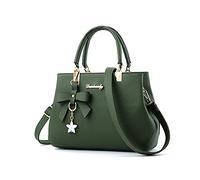 SMALLBLUER Top-handle Handbags Purse for Women Small Satchel PU Leather Shoulder Crossbody Bag with Bowtie Pendant