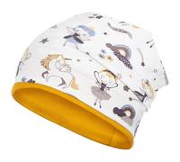 Smarilla Mädchen Mütze Übergangsmütze Beanie Pferde Katzen Punkte Frühling Herbst, Bekleidungsgröße: 46-48, Farbe: Creme-Senfgelb