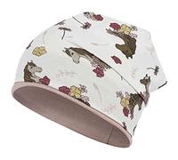 Smarilla Mädchen Mütze Übergangsmütze Beanie Pferde Katzen Punkte Frühling Herbst, Bekleidungsgröße: 46-48, Farbe: Creme-Puderrosa