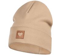 Smarilla Mütze Beanie Mädchen Damen Kinder Übergangsmütze gerippt, Größe: 50-52, Farbe: Beige