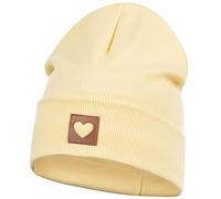 Smarilla Mütze Beanie Mädchen Damen Kinder Übergangsmütze gerippt, Größe: 58-60, Farbe: Hellgelb