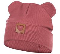 Smarilla Mütze Übergangsmütze Junge Mädchen Herbstmütze Frühlingsmütze Beanie Ohren gerippt, Größe: 50-52, Farbe: Ziegelrot