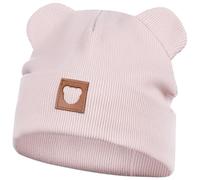 Smarilla Mütze Übergangsmütze Junge Mädchen Herbstmütze Frühlingsmütze Beanie Ohren gerippt, Größe: 50-52, Farbe: Hellrosa