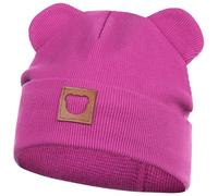 Smarilla Mütze Übergangsmütze Junge Mädchen Herbstmütze Frühlingsmütze Beanie Ohren gerippt, Größe: 46-48, Farbe: Fuchsia