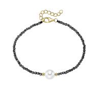 Smart Jewel - Armband mit Hämatit-Kugeln + Muschelkern-Perle, Silber 925 Armbänder & Armreife 1 ct Silber