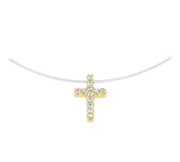 Collier SMART JEWEL "Anhänger Kreuz, Silber 925" Halsketten Gr. 45cm, Silber 925 (Sterlingsilber), goldfarben (gold) Damen (19866132-0) gold