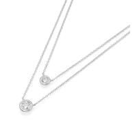 Collier SMART JEWEL "Doppelreihig mit Zirkonia Steinen, Silber 925" Halsketten Gr. 44 cm, Silber 925 (Sterlingsilber), silberfarben (silber) Damen Colliers (89132723-0) silber