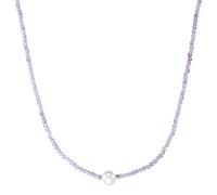 Smart Jewel - Collier mit Stein-Kugeln + Muschelkern-Perle, Silber 925 Ketten 1 ct Violett