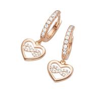 Smart Jewel Creolen Behang Herz mit Infinity - Zeichen, Zirkonia Steine, Silber 925, roségold rosé