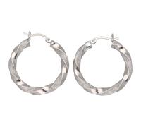 Smart Jewel Creolen gedreht, teilweise mit Glitter, Silber 925, silber silber