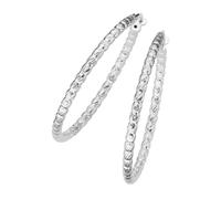 Smart Jewel Creolen Mit Diamantierter Oberfläche, Silber 925 Silber, 3,5 Cm 925 Sterling Silber