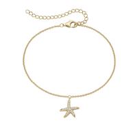 Smart Jewel Fusskette Anhänger Seestern, Zirkoniasteine, Silber 925 28 cm