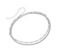 Fußkette SMART JEWEL "Figarokette, Schlangenkette flach, Silber 925" Fußkettchen Gr. 28cm, Silber 925 (Sterlingsilber), silberfarben (silber) Damen (73195727-0) silber