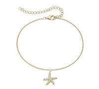Smart Jewel Fusskette Fusskette Anhänger Seestern, Zirkoniasteine, Silber 925