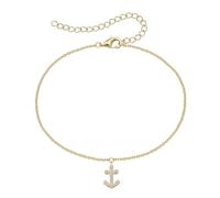 Smart Jewel Fusskette Fusskette maritim mit Anker, Zirkonia Steine, Silber 925