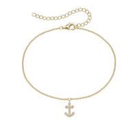 Smart Jewel Fusskette maritim mit Anker, Zirkonia Steine, Silber 925 28 cm