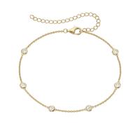 Smart Jewel Fusskette trendig mit vielen Zirkonia Steinen, Silber 925 Vergoldet Damen