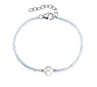 Armband SMART JEWEL "mit Stein-Kugeln + Muschelkern-Perle, Silber 925", blau (hellblau), Armbänder, Damen, 19cm, Silber 925 (Sterlingsilber) (59690010-0) hellblau