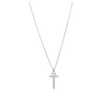 Smart Jewel Kette Buchstabe T mit Zirkonia Steine, Silber 925 45 cm Damen