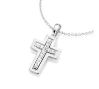 Smart Jewel Kette Kreuz Behang und Zirkonia, Silber 925 45 cm Damen