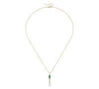 Kette mit Anhänger SMART JEWEL "mit edlen Steinen und Süßwasser-Perle, Silber 925", gold, Halsketten, Damen, 45cm, Silber 925 (Sterlingsilber) (43475853-0) gold