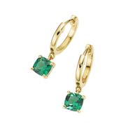 Smart Jewel Klappcreolen 925 Sterling Silber Klappcreolen mit Zirkonia grün, vergoldet, Silber 925