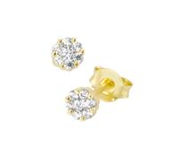 Smart Jewel Ohrstecker Blüte, Zirkonia Steine, Silber 925, gold gold