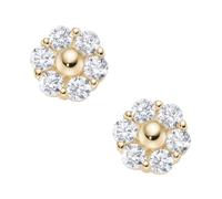 Smart Jewel Ohrstecker Blüte, Zirkonia Steine, Silber 925 Vergoldet