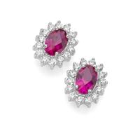 Smart Jewel Paar Ohrstecker »elegant, farbige Steine und weiße Zirkonia, Silber 925«, Rot