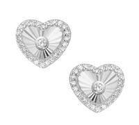 Smart Jewel Ohrstecker in Herzform, Zirkonia Steine, diamantiert, Silber 925