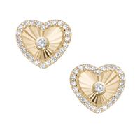 Smart Jewel Ohrstecker in Herzform, Zirkonia Steine, diamantiert, Silber 925 Vergoldet