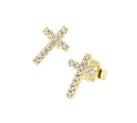 Paar Ohrstecker SMART JEWEL "Kreuz mit Zirkonia, Silber 925" Ohrringe Gr. Silber 925 (Sterlingsilber), goldfarben (gold) Damen (64487511-0) gold