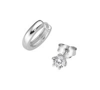 Smart Jewel Schmuckset Ohrstecker und Klappcreole, Silber 925 Onesize