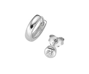 Smart Jewel Schmuckset Ohrstecker und Klappcreole, Silber 925 Onesize