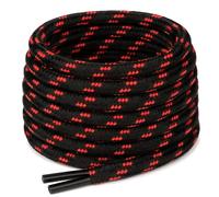 Smart Laces Black & Red Strong Bootlaces 120cm Long For Work Boots, Walking Boots, Hiking Boots, Dr Martens, Steel Toe Caps, Grafters Work Boots