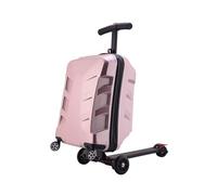 Smart Manned Reitgepäck Koffer - 21 Zoll Trolley Koffer mit Roller für Erwachsene und Jugendliche, 120 kg Tragkraft, TSA-Schloss, 120°-Lenkung, rose