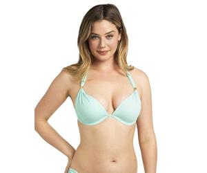 Smart & Sexy Damen Swim Secret Mega Push-Up Halfter Bikini Top, Mint Chip, 70A
