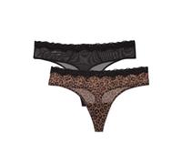 Smart & Sexy Damen Tanga-höschen aus Mesh und Spitze, Erhältlich in Multipackungen Tangahöschen, Klassischer Leopard/Schwarz, M