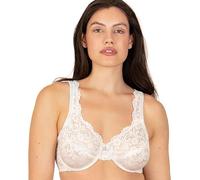 Smart & Sexy Damen Ungefütterter Bügel Charakteristischer Spitze BH, Halbtransparent, Weiss/opulenter Garten, 80D (2er Pack)