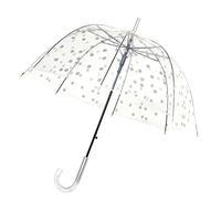 SMARTBULLE Langer Regenschirm Transparent - Glockenform; Stabil; Automatische Öffnung; Durchmesser=85cm; Transparenter Griff; Damenregenschirm; Motiv SILBERPFOTEN.