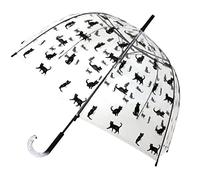 SMARTBULLE Regenschirm Lang Transparent - Glockenform; Stabil; Automatisch öffnend; Durchmesser=85cm; Transparenter Griff; Regenschirm Frau; Kleine Katzen.
