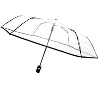 SMARTBULLE Transparenter Faltbarer Regenschirm - Kompakt; Stabil; Windbeständig; Automatisch öffnend; Durchmesser=98cm; Regenschirm für Männer/Frauen; Farbe: SCHWARZ gesäumt.