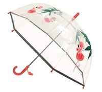SMARTBULLE Transparenter Kinderregenschirm Glocke - Fluoreszierende Umrandung : Windbeständig; Durchmesser=71cm; manuell zu öffnen; Mädchenregenschirm; Motiv: FLAMINGO ROSE.