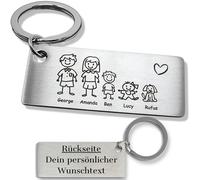 SMARTEON Personalisierter Schlüsselanhänger für Familie | Gravur mit Namen der Kinder, Enkel, Familienname | Individuelles Geschenk für Mama, Papa, Oma, Opa | Hochwertiger Edelstahl