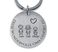 SMARTEON Personalisierter Schlüsselanhänger mit Gravur für Mama, Papa, Oma, Opa, mit Namen und Symbolen, individuelles Geschenk für Weihnachten, Geburtstag, Hochzeit, einzigartiges Andenken (Oma)