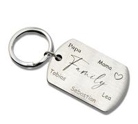 SMARTEON Schlüsselanhänger Family | Anhänger mit Namen der Kinder, Enkelkinder, Familienname | Personalisierte Gravur | Personalisierte Geschenke | Familien-Geschenk