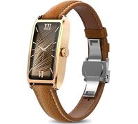 Smartwatch Damen Elegant Dünn Fitnesstracker Eckig Damenuhr 1.13" AMOLED Fitnessuhr Frauen Herzfrequenz Schrittzähler Schlafanalyse Menstruationszyklus Pulsuhr Gold IP68 Wasserdicht Sportuhr Damen