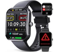 Smartwatch Damen Herren mit Temperaturmessung & Temperaturwarnung, 1,90" HD Gesundheitsuhr SpΟ₂ & Apnoe Herzfrequenz Blutdruck Schlafmonitor 108 Sportmodi SOS-Notruf Fitness Tracker für Android iOS