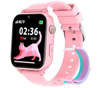 Smartwatch für Kinder, 4G GPS Kinder Smartwatch Uhr Telefon Video und Voice Smart Familienchat SMS WIFI, SOS Sport Schrittzähler Spiele, Kindergeschenke Armbanduhr Uhr für ab 4 Jahren (Rosa)
