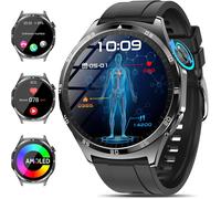 Smartwatch Herren Damen | 1,43 Zoll AMOLED | Schwarz | Silikon | Bluetooth-Anrufe | IP68 wasserdicht
